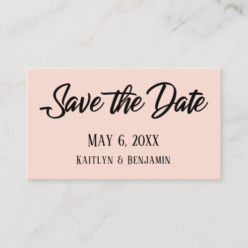 Black on Blush Save the Date  Wedding Detail Card