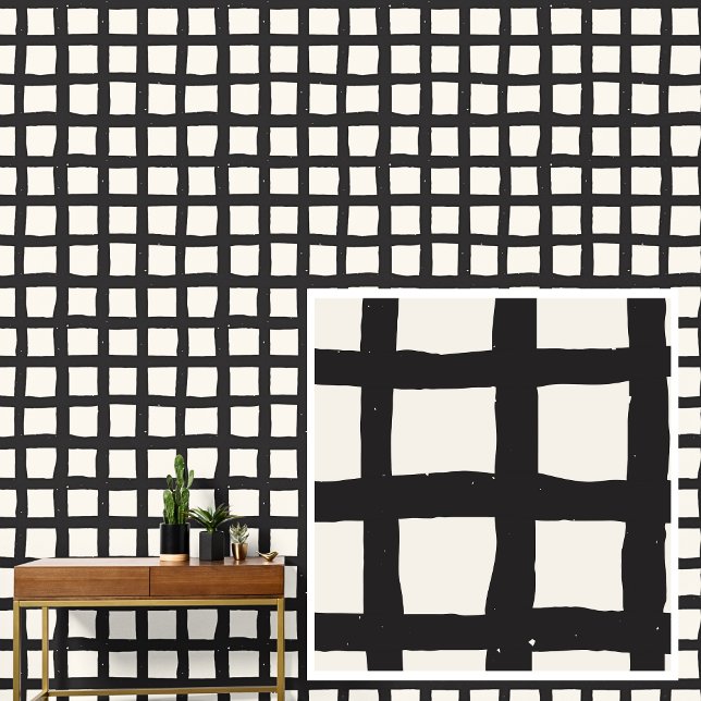 Black on Bone Grid Squares Wallpaper (Creator Uploaded)