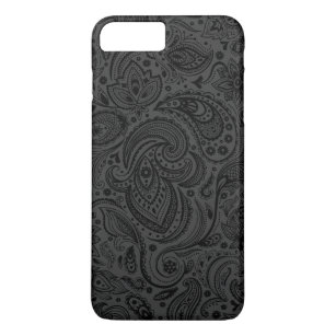 Black On Dark Gray Retro Paisley Damasks Lace iPhone 8 Plus/7 Plus Case