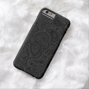 Black On Dark Gray Retro Paisley Damasks Lace Barely There iPhone 6 Case