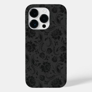 Black On Dark Gray Vintage Floral Damasks 2 Case-Mate iPhone 14 Pro Case