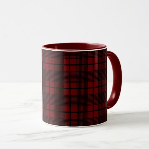 Black on Dark Red Plaid Pattern Glen Coffee Mug