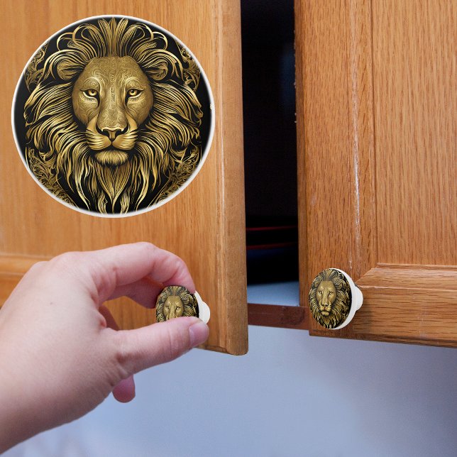 Black on Gold Lion Ceramic Knob (Creator Uploaded)