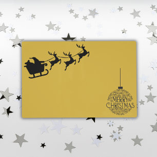 Black on Gold Merry Christmas   Laminated Placemat