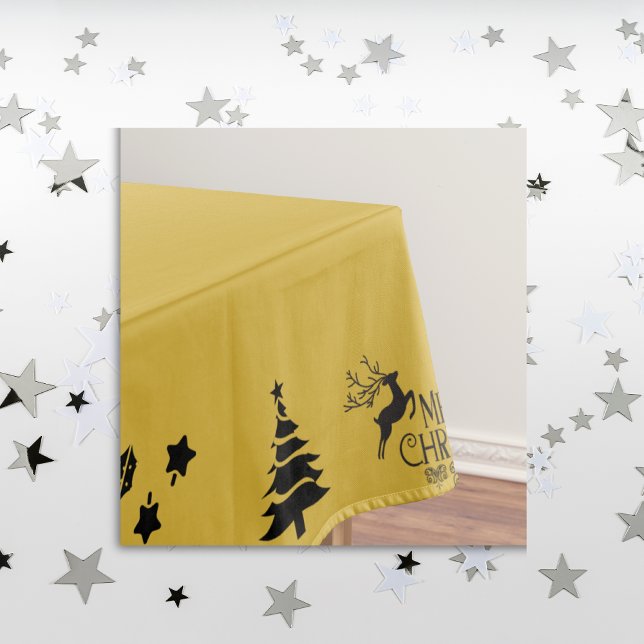 Black on Gold Merry Christmas | Small   Tablecloth (Creator Uploaded)