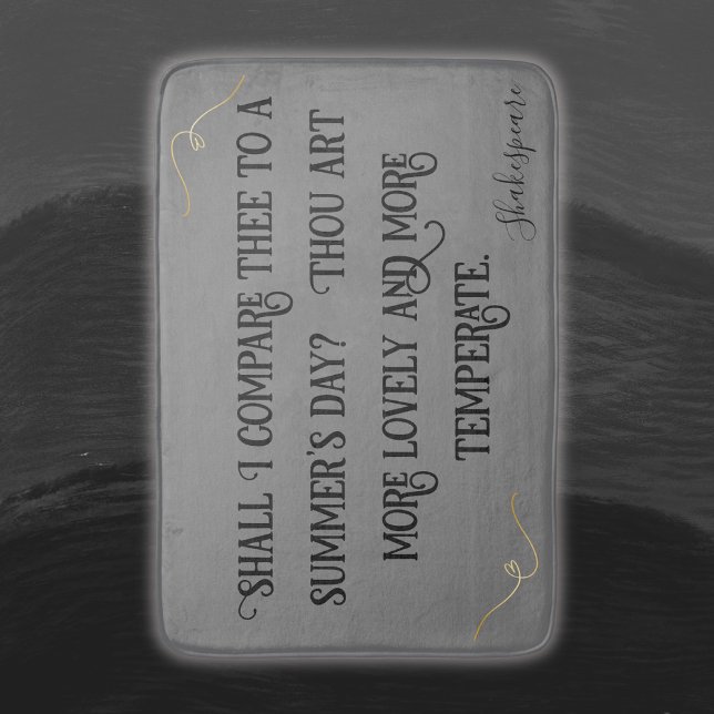 Black on Gray Shakespeare Shall I Compare.. |  Bath Mat (Creator Uploaded)