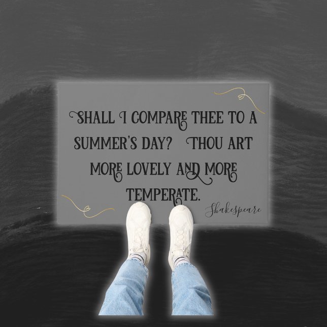 Black on Gray Shakespeare Shall I Compare.. |  Doormat (Creator Uploaded)