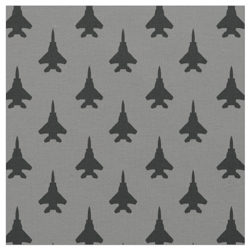Black on Gray Strike Eagle Fighter Jet Pattern Fabric