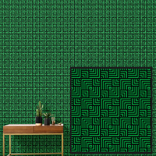 Black on Green Geometric Overlapping Squares  Wallpaper
