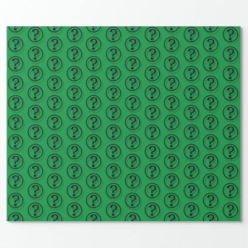 Black On Green Question Marks Pattern Wrapping Paper