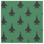 Black on Green Strike Eagle Fighter Jet Pattern Fabric
