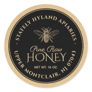 Black on Kraft Honey Label (Vintage Bee)