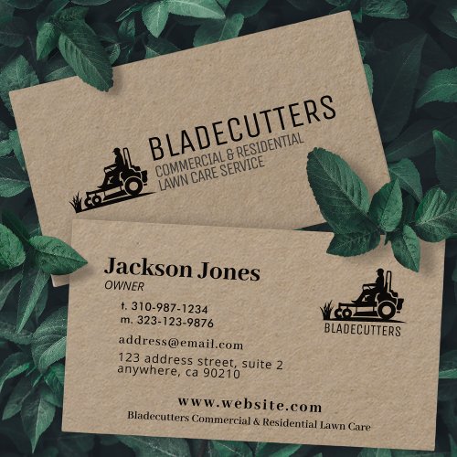 Black on Kraft Lawn Care  Mowing Business Cards