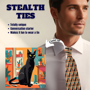 Black on Orange Cat Stealth Tie