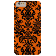 Black On Orange Vintage Floral Damasks Barely There iPhone 6 Plus Case