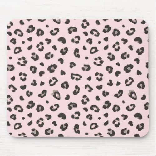 Black on Pink Leopard Print Mousepad