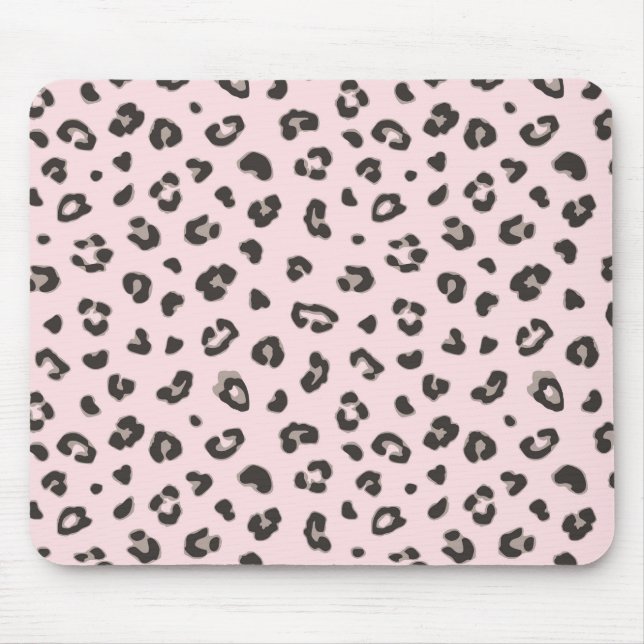 Black on Pink Leopard Print Mousepad (Front)