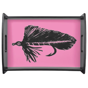 "Black on Pink Matuka" Trout Fly Serving Tray