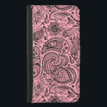 Black On Pink Paisley Damasks Lace Samsung Galaxy S5 Wallet Case<br><div class="desc">Black vintage paisley over pink background Blue paisley has a transparent background so you can change background color( white in this sample) to any color you like against blue paisley</div>