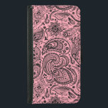Black On Pink Paisley Damasks Lace Samsung Galaxy S5 Wallet Case<br><div class="desc">Black vintage paisley over pink background Blue paisley has a transparent background so you can change background color( white in this sample) to any color you like against blue paisley</div>