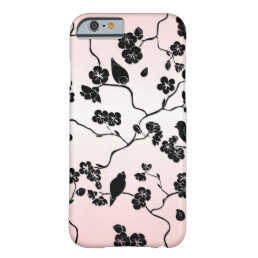 Black on Pink Pattern Birds and Cherry Blossoms  Barely There iPhone 6 Case