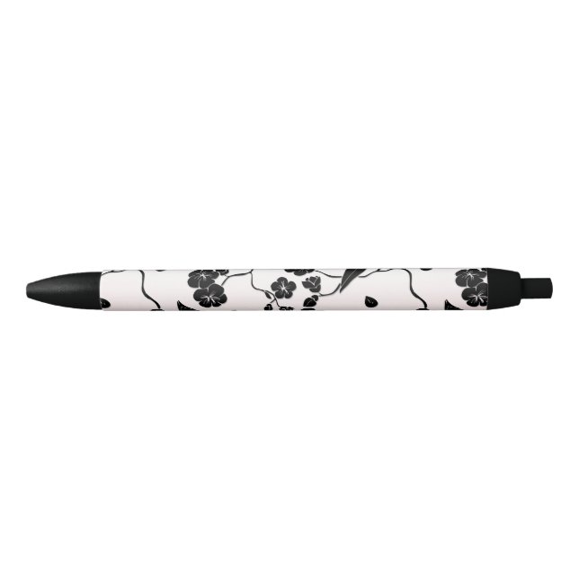 Black on Pink Pattern Birds and Cherry Blossoms  Pen (Front)