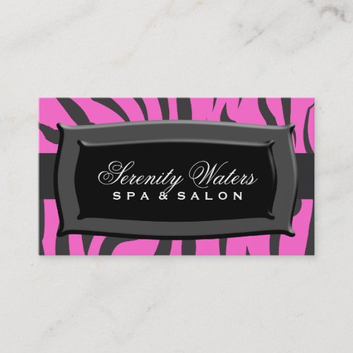 Black On Pink Zebra Stripes Business Card Template