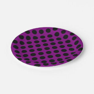 Black on Purple Large Size Polka Dots Paper Plates