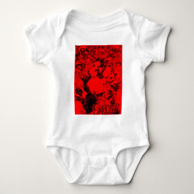 Black on Red Energy: Abstract Hip Hop Art Graphic  Baby Bodysuit (Front)