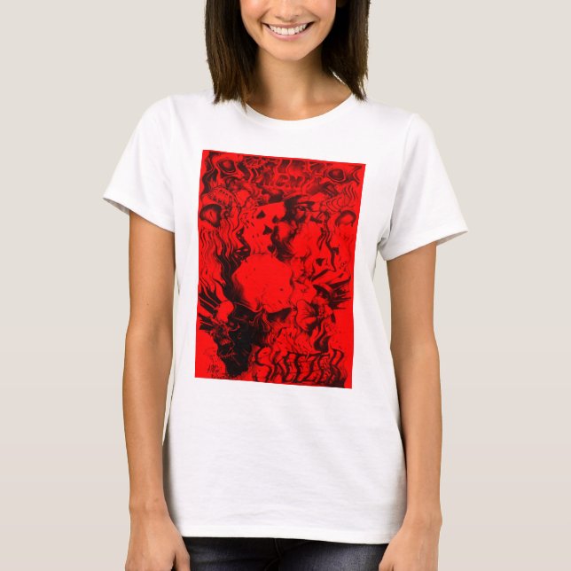 Black on Red Energy: Abstract Hip Hop Art Graphic  T-Shirt (Front)