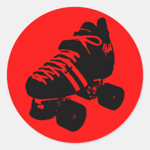 Black on Red Roller Derby Skate Sticker