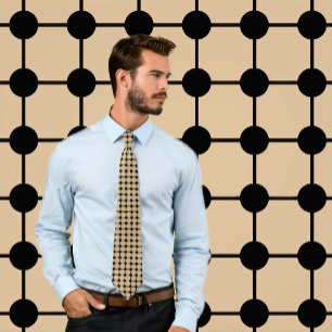 Black on Tan Dots and Grid Necktie