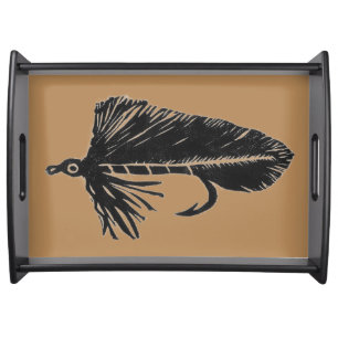 "Black on Tan Matuka" Trout Fly Serving Tray