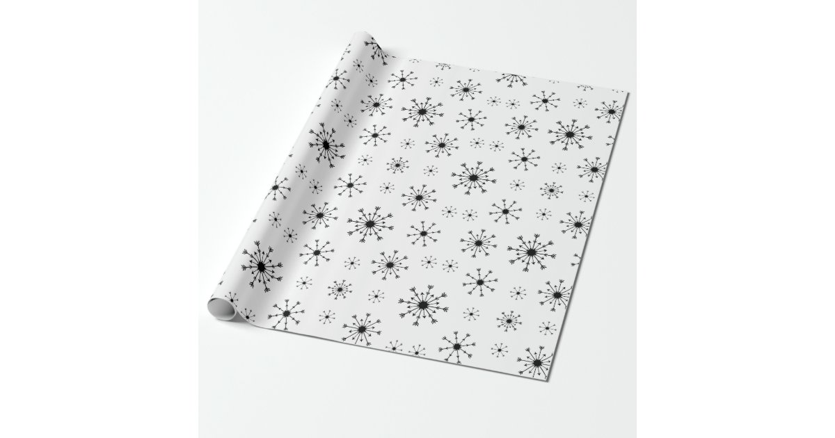 Arrow Snowflakes Wrapping Paper, Black, White, Christmas, 30, 160