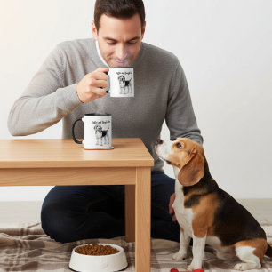 Black On White Beagle and Coffee Personalize Mug