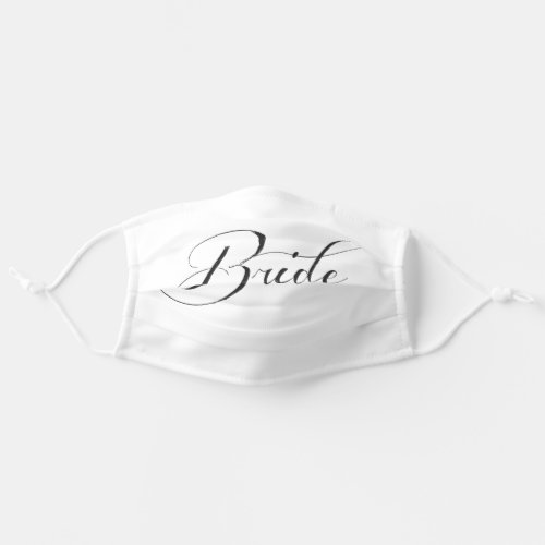Black on White Bride Newlywed Wedding Day Facemask Adult Cloth Face Mask