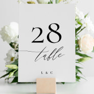 Black On White Calligraphy Modern Wedding Table Number at Zazzle