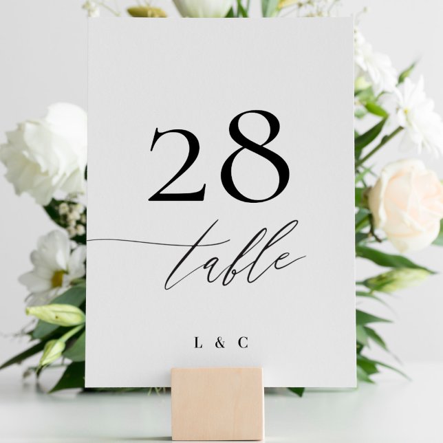 Black on White Calligraphy Modern Wedding Table Number (Creator Uploaded)