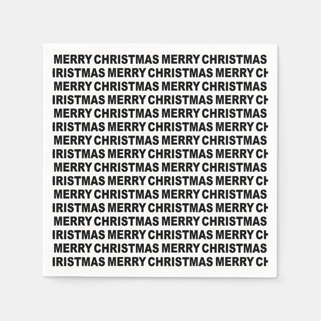 Black and White Christmas Typography Paper Napkin