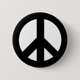 Black on White CND Peace Symbol Button