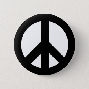 Black on White CND Peace Symbol Button