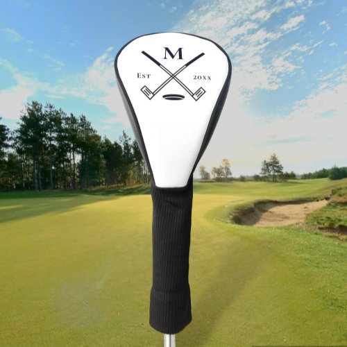Black on White Custom Monogram Golf Club Cover