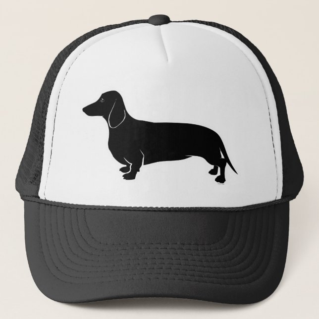 Black on White Dachsund Trucker Hat (Front)
