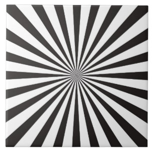 BLACK ON WHITE DESIGN CERAMIC TILE