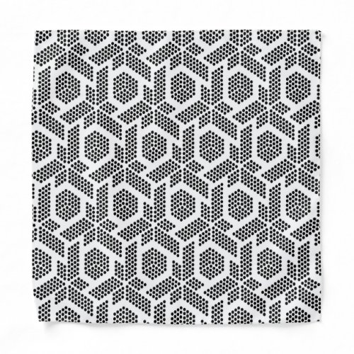 Black on white dots geometric pattern bandana