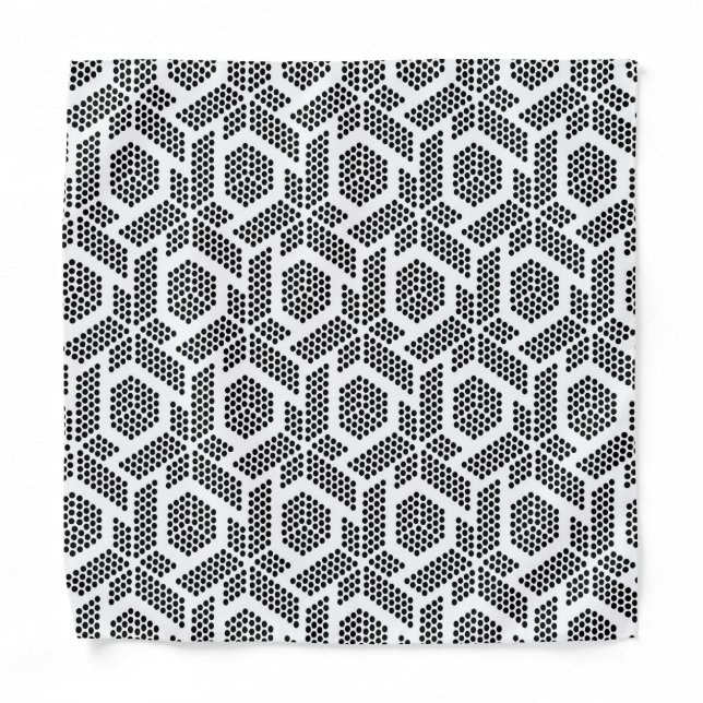 Black on white dots geometric pattern bandana (Front)