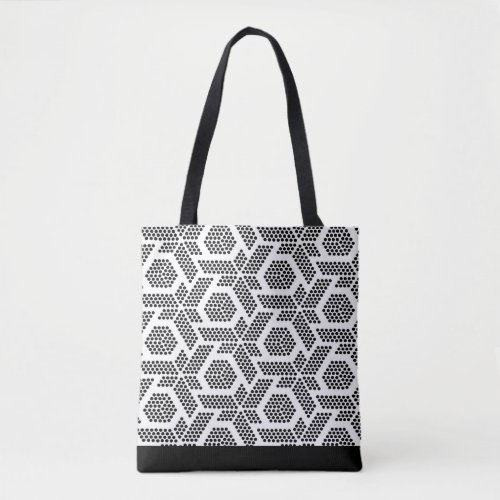 Black on white dots geometric pattern tote bag