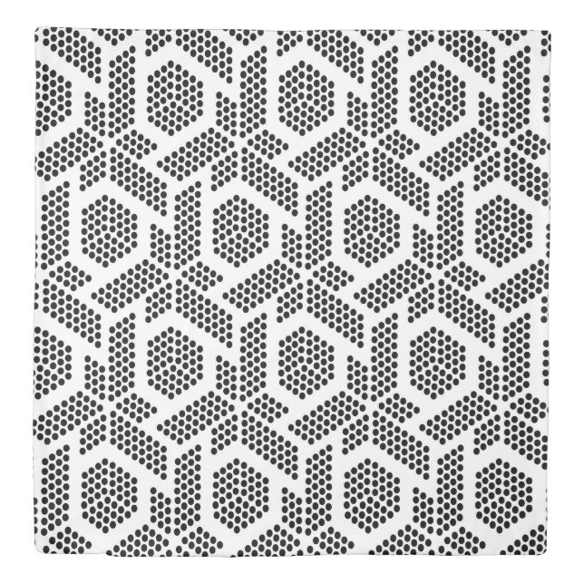 Black on white dots modern geometric pattern duvet cover (Front)