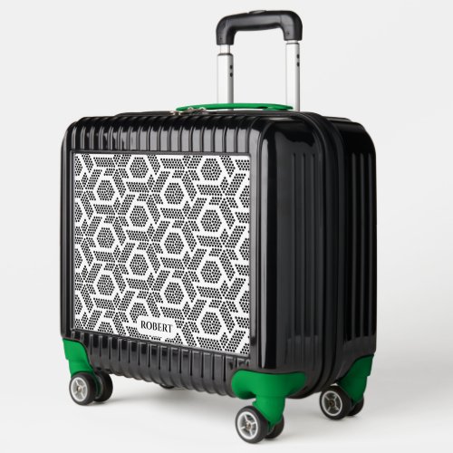 Black on white dots pointillism geometric pattern luggage