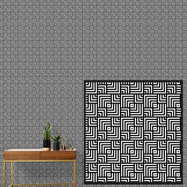 Black on White Geometric Overlapping Squares  Wallpaper (Creator Uploaded)